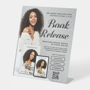 Modern Grey Author Flyer Book Launch Release Pedestal Sign