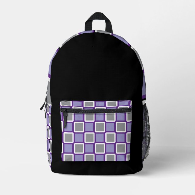 Modern Grey Backpack with Pale Purple & White  (Front)