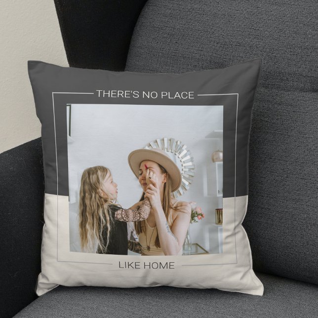Modern Grey  & Beige | Family Photo | Home Gift Cushion (Creator Uploaded)