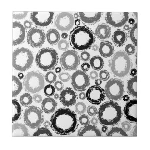 Modern Grey Black Dry Brush Circles Look Tile