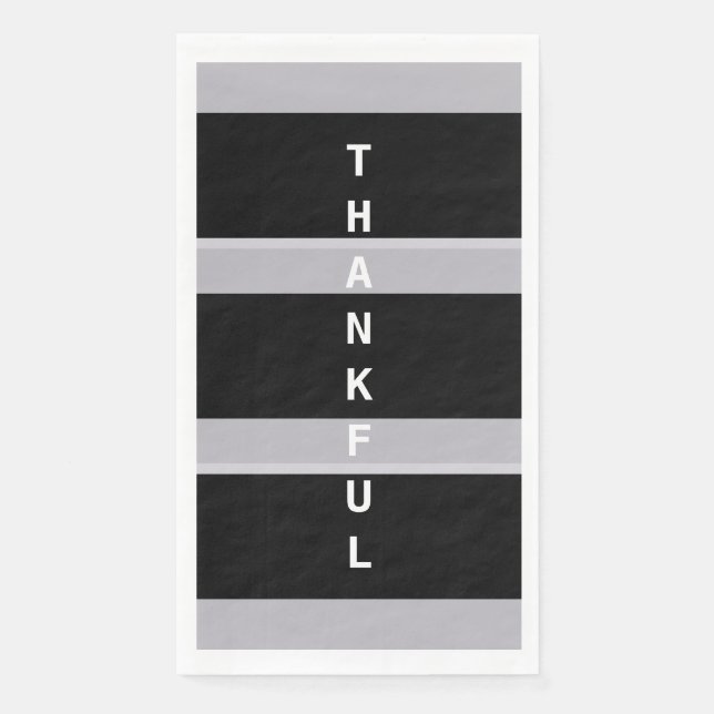Modern Grey & Black Geometric Thankful Napkin (Front)