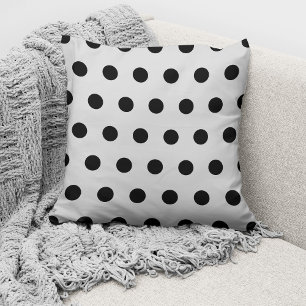 Modern Grey Black Polka Dots Pattern Cushion
