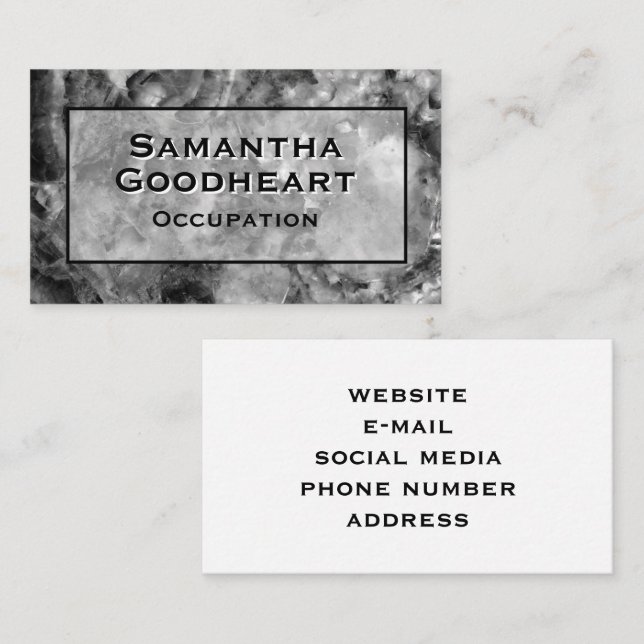 Modern grey black white granite marble stone  business card (Front/Back)