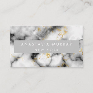Modern Grey Black & White Marble Minimalist Luxury Business Card