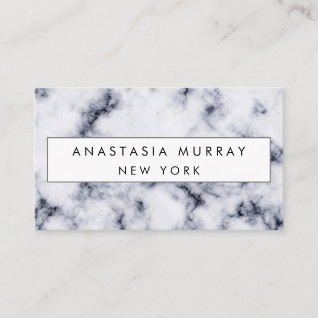 Modern Grey Black & White Marble Minimalist Luxury Business Card (Front)