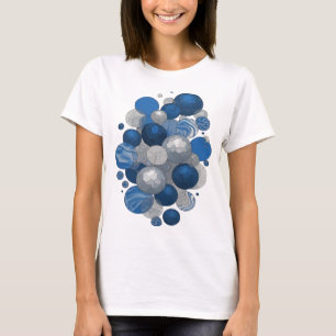 Modern Grey BLUE AND WHITE BALLS Design T-Shirt