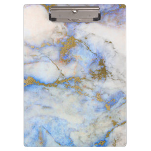 Modern Grey Blue & Gold Marble Stone Clipboard