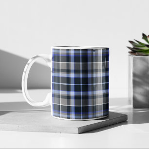 Modern Grey Blue Tartan Plaid Pattern Coffee Mug