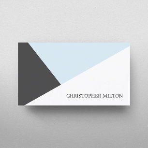 Modern Grey Blue White Geometric Consultant Business Card