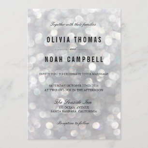 Modern Grey Blur Lights Elegant Wedding Invitation