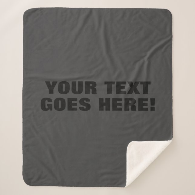 Modern Grey Bold Minimalist Professional Your Text Sherpa Blanket (Front)