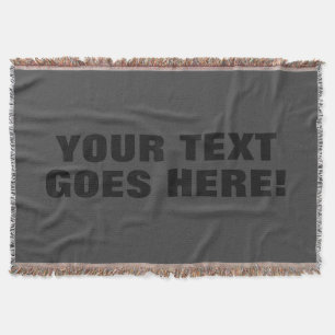 Modern Grey Bold Minimalist Professional Your Text Throw Blanket