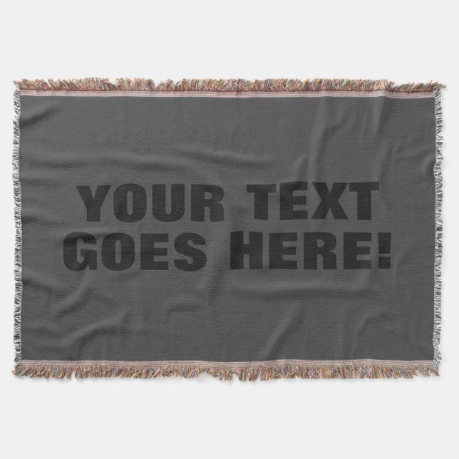 Modern Grey Bold Minimalist Professional Your Text Throw Blanket (Front)