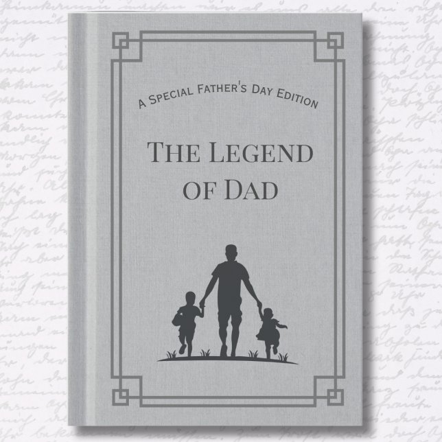 Modern Grey Book Father's Day Folded Greeting Card (The Legend of Dad: A premium, book-themed Father’s Day masterpiece.)