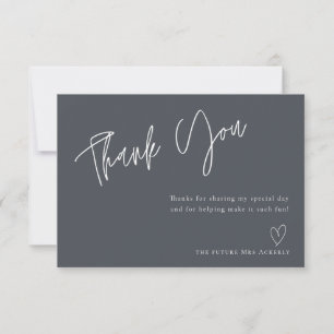 Modern Grey Bridal Shower Thank You Card