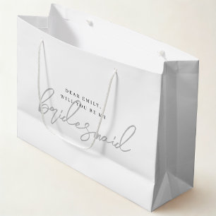 Modern Grey Bridesmaid Proposal Gift Bag
