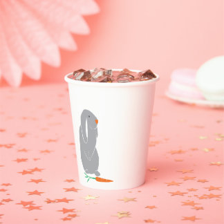 Modern Grey Bunny Baby Shower BirthdayCups Paper Cups