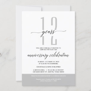 Modern Grey Business Anniversary Party Celebration Invitation