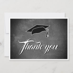 Modern Grey Chalkboard Graduation Thank You Card