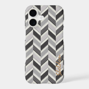 Modern grey chevron geometric pattern monogram