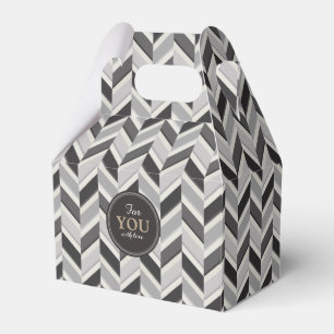 Modern grey chevron geometric pattern monogram favour box