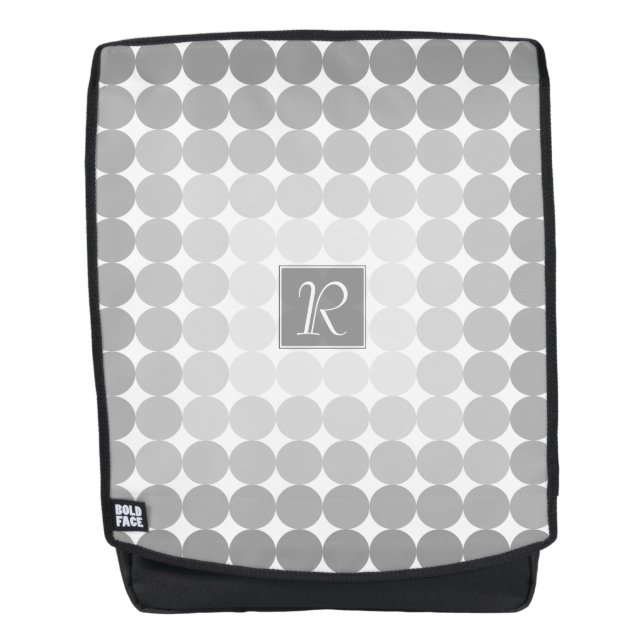 Modern Grey Circles Monogram Backpack (Front)