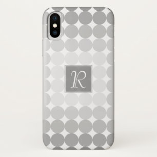 Modern Grey Circles Monogram iPhone X Case