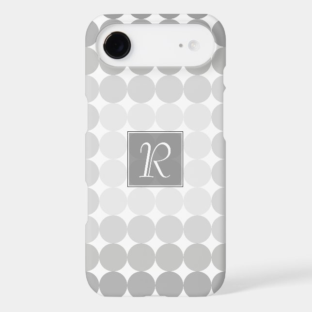Modern Grey Circles Monogram Case-Mate iPhone Case (Back)
