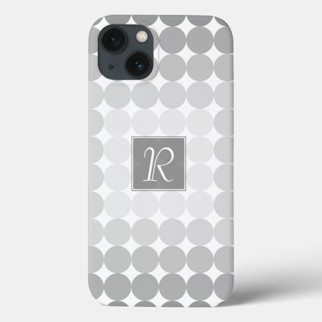 Modern Grey Circles Monogram Case-Mate iPhone Case (Back)