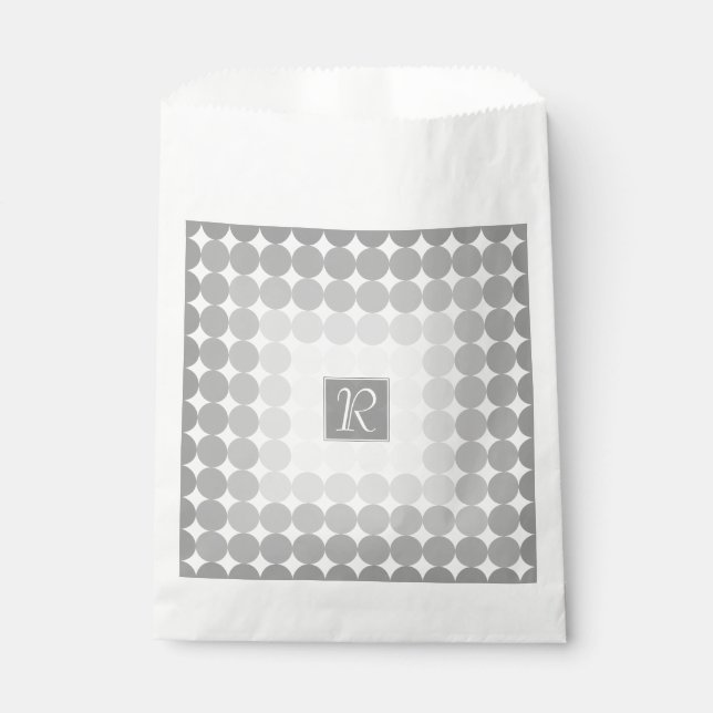 Modern Grey Circles Monogram Favour Bags (Front)