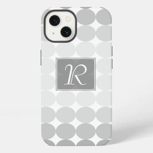 Modern Grey Circles Monogram iPhone Case (Back)