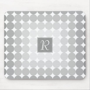 Modern Grey Circles Monogram Mouse Mat