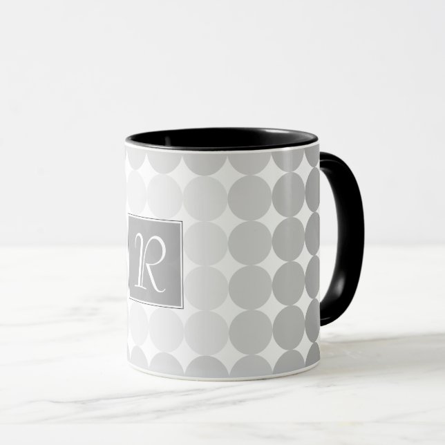 Modern Grey Circles Monogram Mug (Front Right)