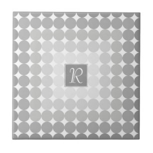 Modern Grey Circles Monogram Tile