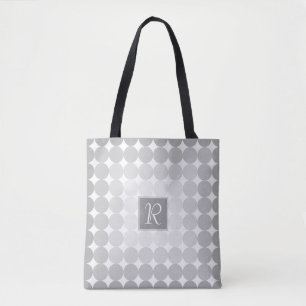 Modern Grey Circles Monogram Tote Bag