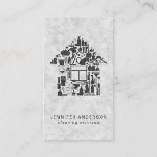 Modern Grey Cleaning Services Business Card