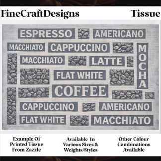 Modern Grey Coffee Cafe Typography FC8 Decoupage Tissue Paper