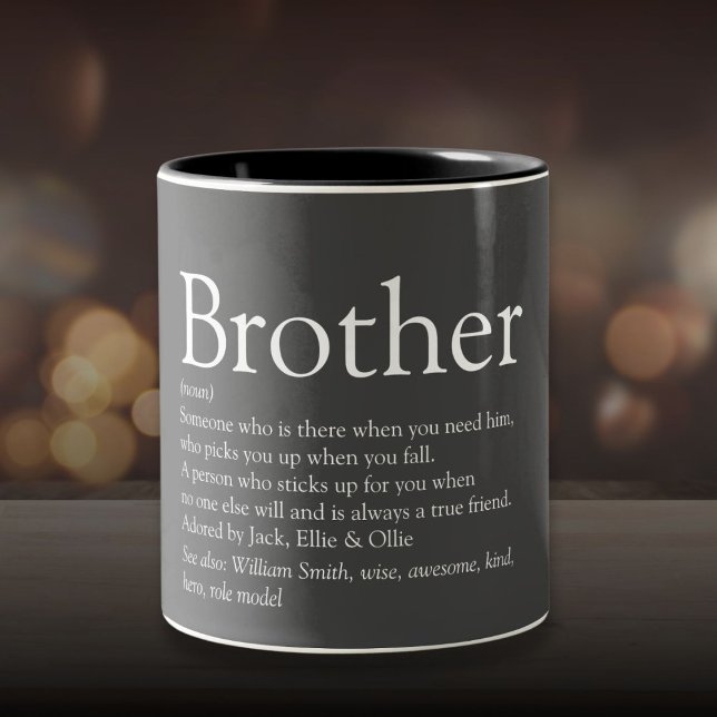 Modern Grey Cool Fun Best Brother Ever Definition Two-Tone Coffee Mug (Modern Gray Cool Fun Best Brother Ever Definition Two-Tone Coffee Mug)