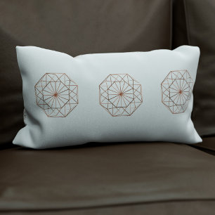 Modern Grey Copper Octagon Pattern Lumbar Pillow