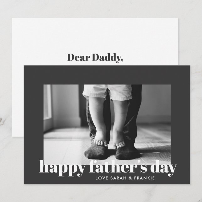 Modern Grey Custom Photo | Happy Father's Day Invitation (Front/Back)