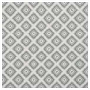 Modern Grey Diamond Squares Ikat Mosaic Pattern Fabric