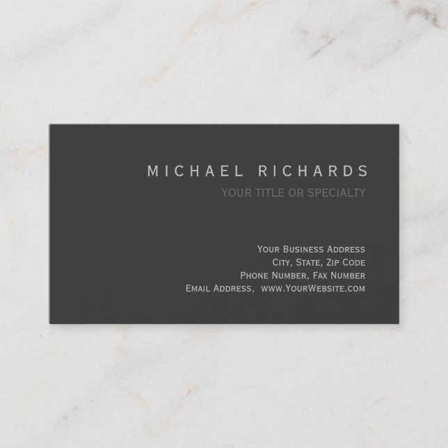 Modern Grey Elegant Simple Plain Business Card (Front)