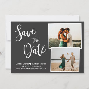 Modern Grey Elegant Typography Photo Save The Date
