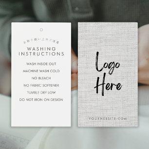 Modern Grey Fabric Logo Washing Instructions Tag