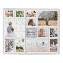Modern Grey Family Photo Collage Montage