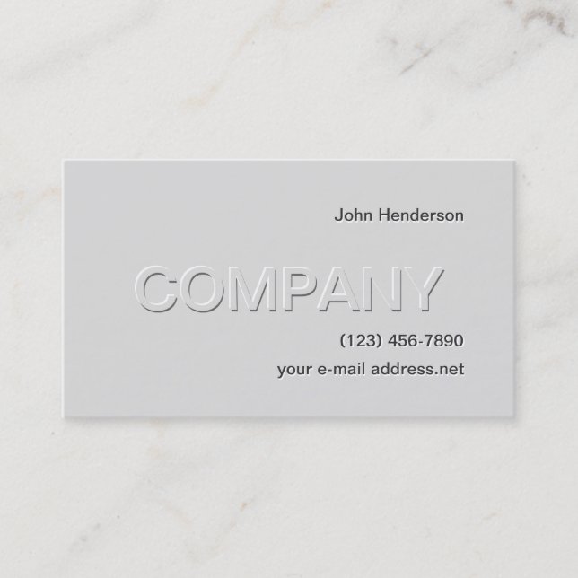 Modern Grey Faux Embossed Business Card (Front)