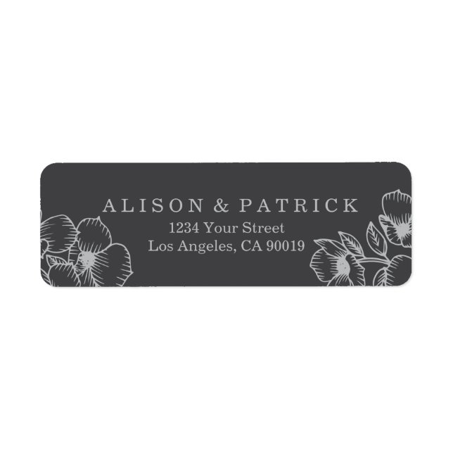 Modern Grey Floral Address Labels (Front)