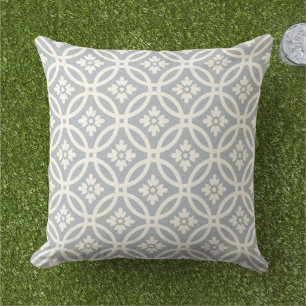Modern Grey Floral Framework Pattern Cushion