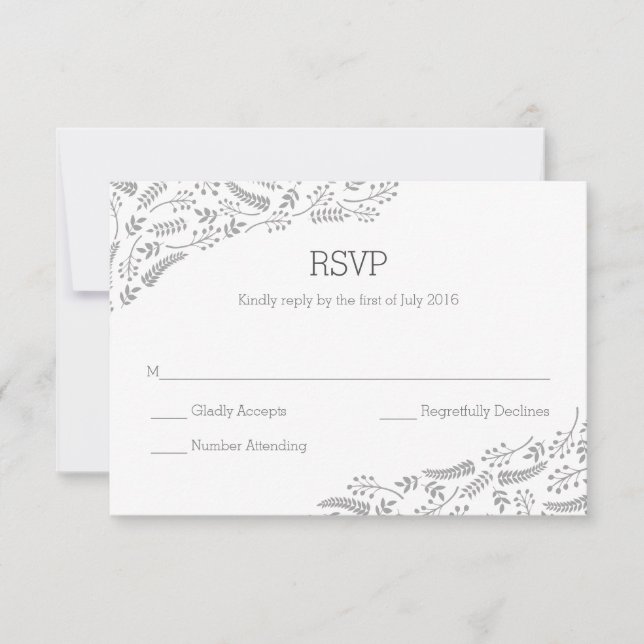 Modern Grey Foliage RSVP Card (Front)
