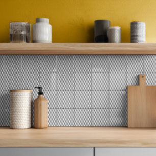 Modern Grey Geometric 3D Cube Pattern Tile